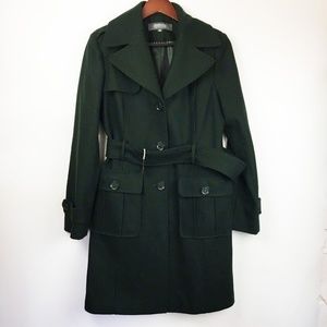 Kenneth Cole Reaction 10 Long Trench Coat Green